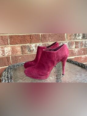 Vince Camuto Burgundy Suede Ankle Booties